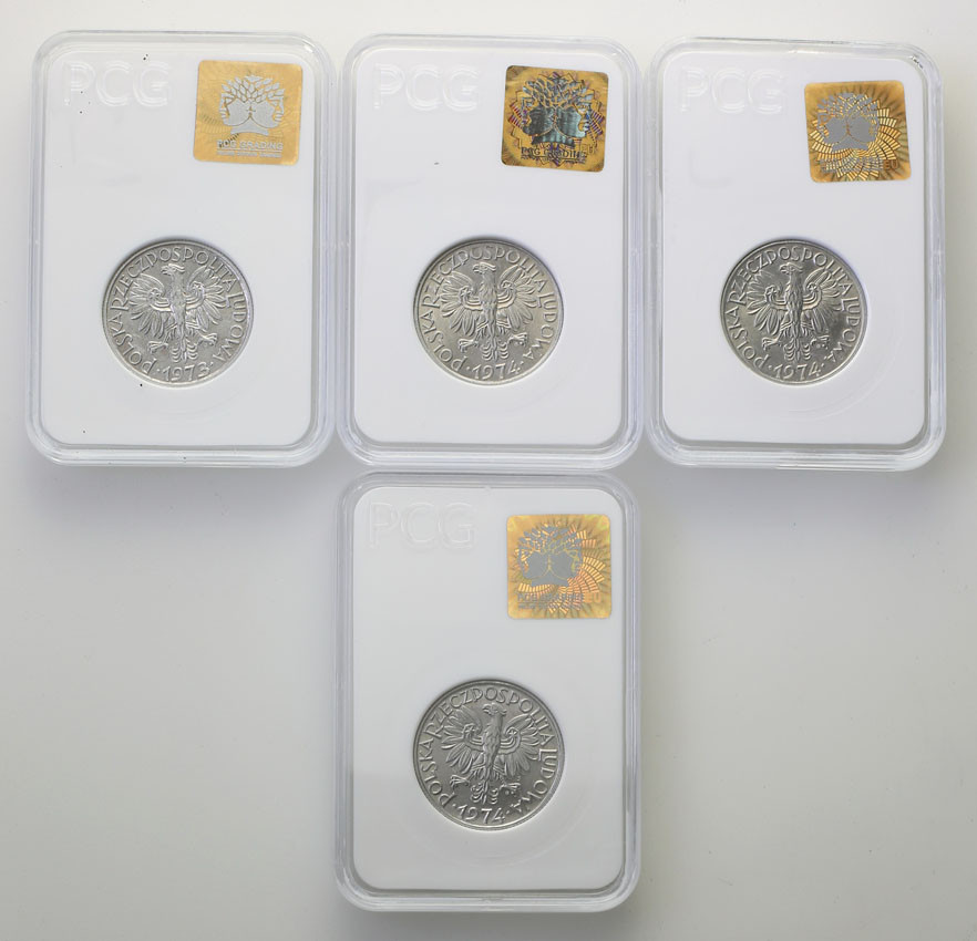 PRL. Zestaw monet 5 złotych 1973-74 Rybak - 4 sztuki